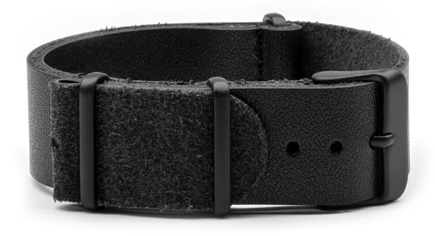 NATO leather strap · 20mm / Black / Leather / 280mm / Pvd Black