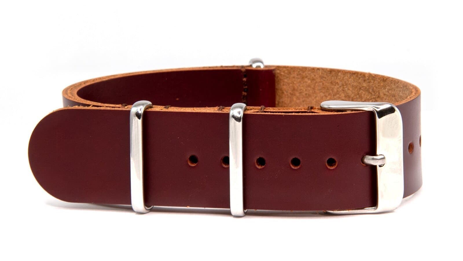 NATO leather strap · 22mm / Brown / Leather / 280mm / Stainless Steel