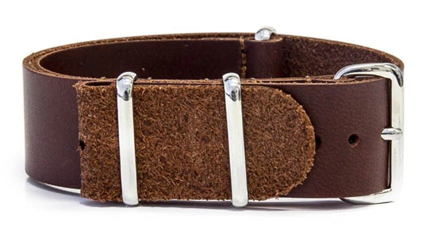 NATO leather strap · 24mm / Brown / Leather / 280mm / Stainless Steel