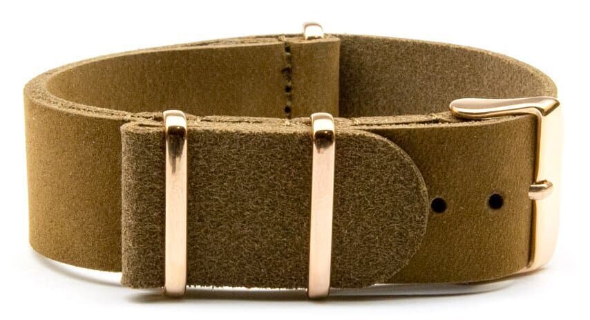 NATO leather strap · 18mm / Brown / Leather / 280mm / Rose Gold