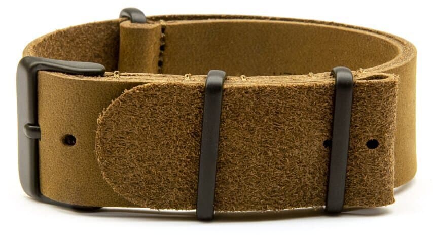NATO leather strap · 24mm / Matte Brown Black / Leather / 280mm / Pvd Black