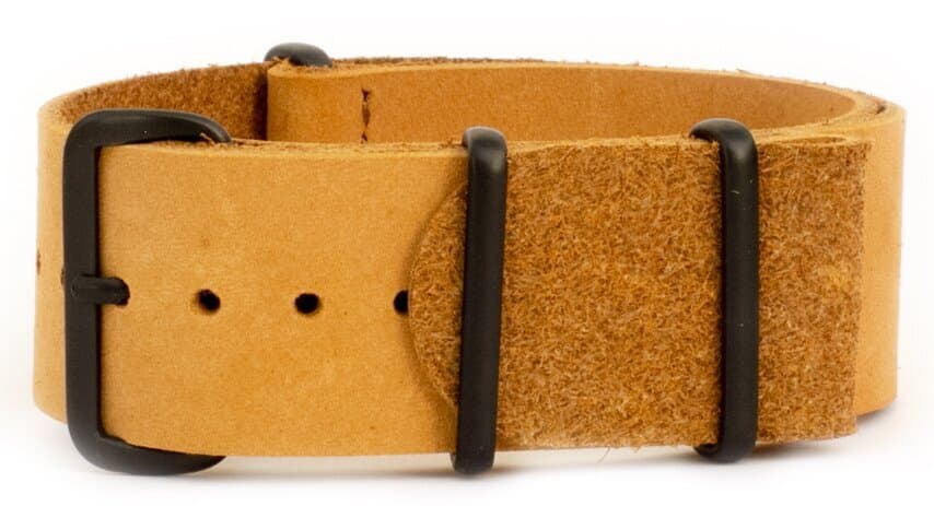 NATO leather strap · 20mm / Tan / Leather / 280mm / Pvd Black