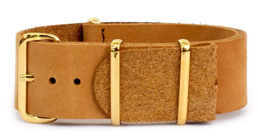 NATO leather strap · 22mm / Tan / Leather / 280mm / Rose Gold
