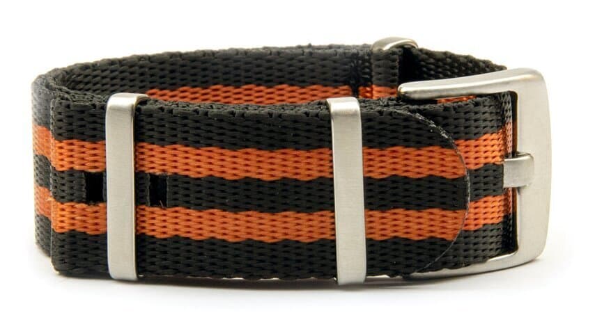 NATO seatbelt strap · 24mm / Black/Orange / Seatbelt / 280mm / Stainless Steel