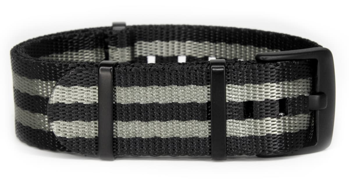 NATO seatbelt strap · 24mm / Black/Silver / Seatbelt / 280mm / Pvd Black