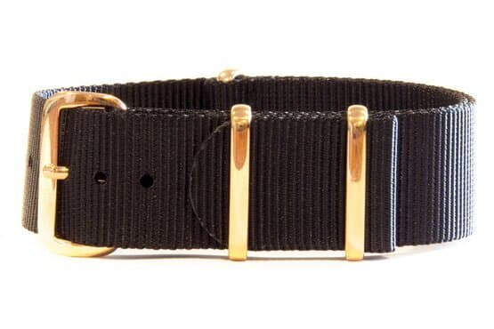 NATO nylon strap · 16mm / Black / Nylon / 280mm / Rose Gold