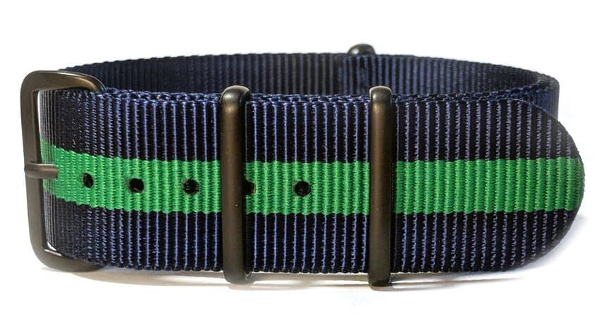 NATO nylon strap · 20mm / Blue/Green / Nylon / 280mm / Pvd Black