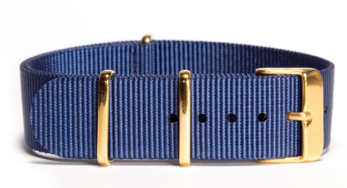 NATO nylon strap · 24mm / Blue / Nylon / 280mm / Gold Tone