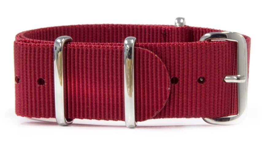 NATO nylon strap · 20mm / Red / Nylon / 280mm / Stainless Steel