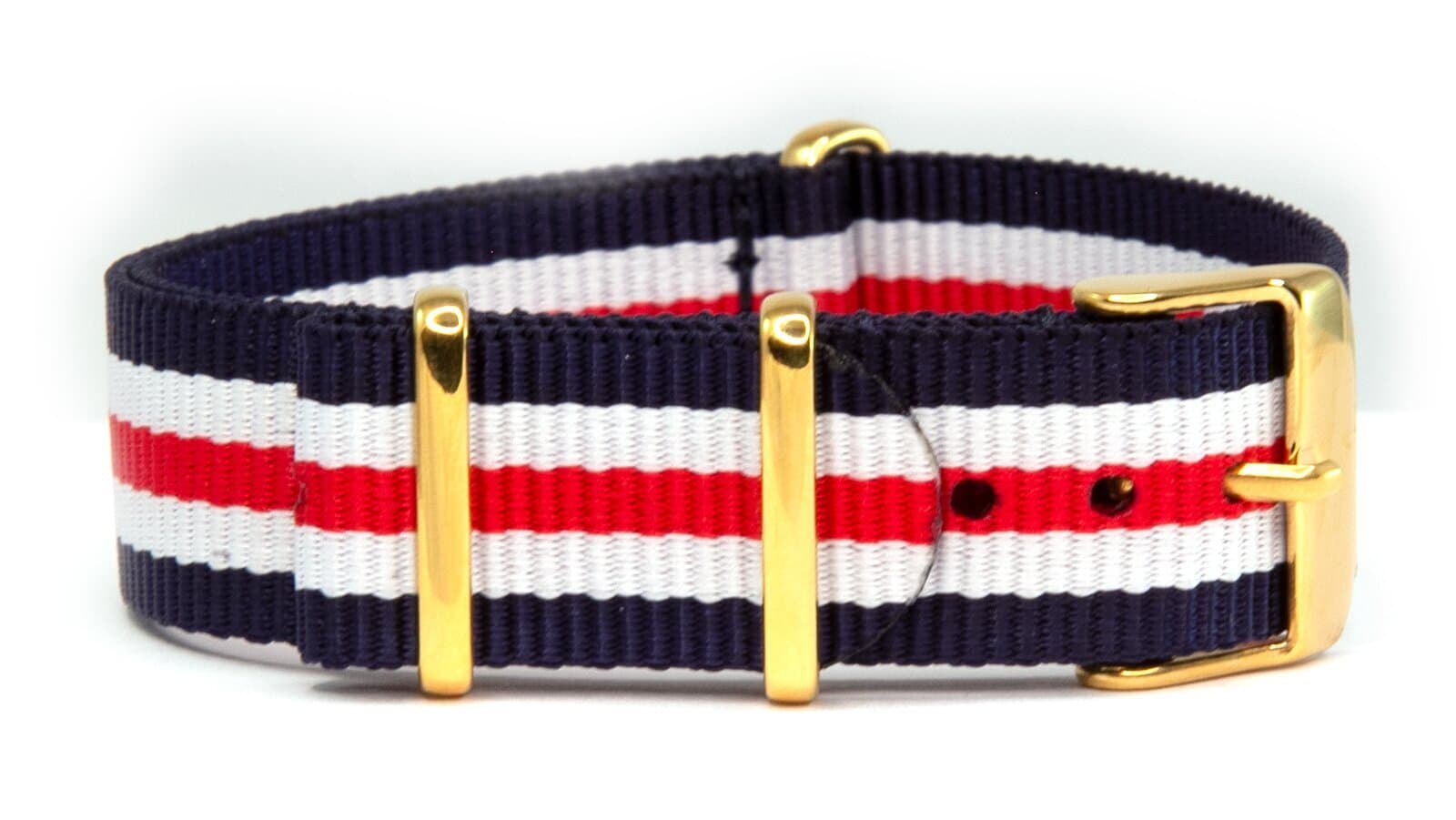 NATO nylon strap · 18mm / Navy White Red / Nylon / 280mm / Stainless Steel
