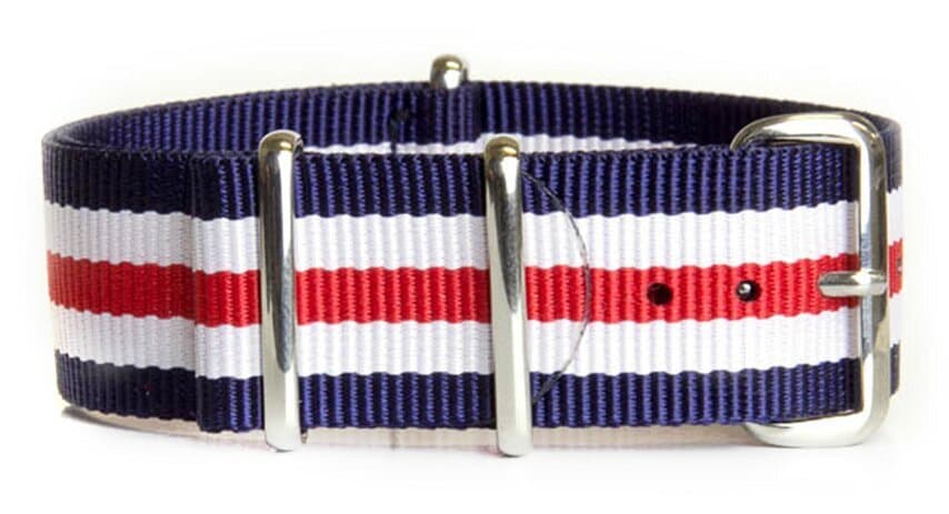 NATO nylon strap · 24mm / Navy White Red / Nylon / 280mm / Stainless Steel