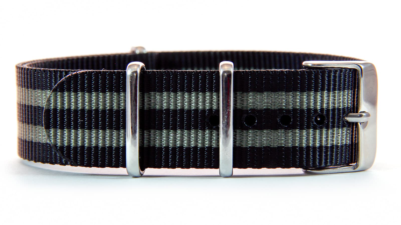 NATO nylon strap · 18mm / Black Dark Grey / Nylon / 280mm / Stainless Steel