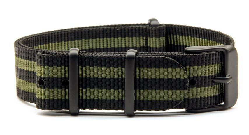 NATO nylon strap · 24mm / Black/Green / Nylon / 280mm / Pvd Black