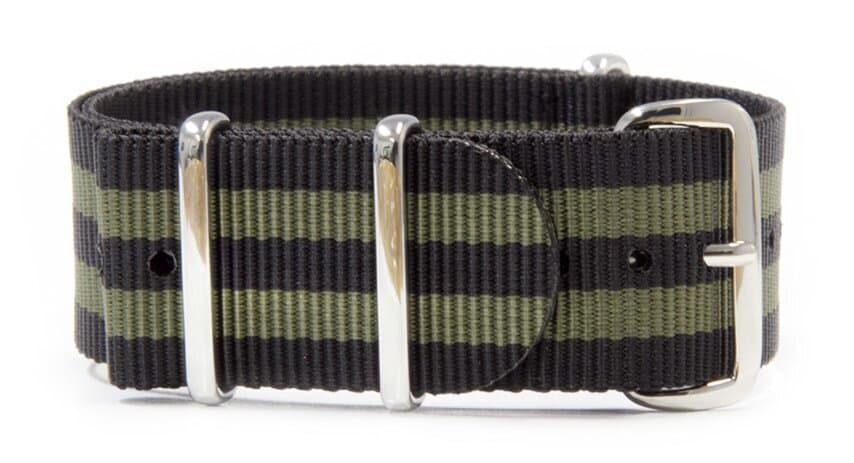 NATO nylon strap · 24mm / Black Green / Nylon / 280mm / Stainless Steel