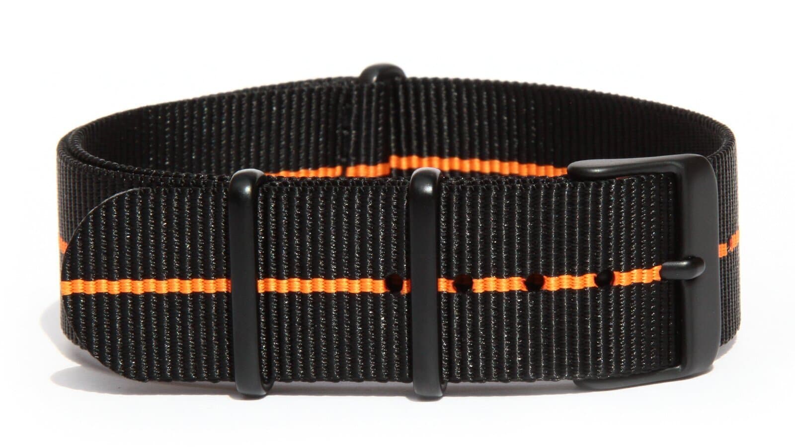 NATO nylon strap · 18mm / Black/Orange / Nylon / 280mm / Pvd Black
