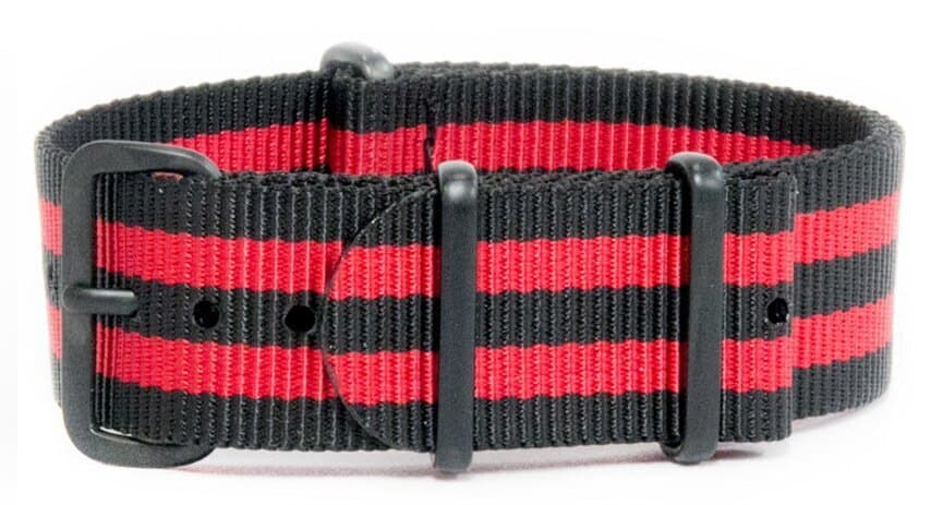 NATO nylon strap · 24mm / Black/Red / Nylon / 280mm / Pvd Black