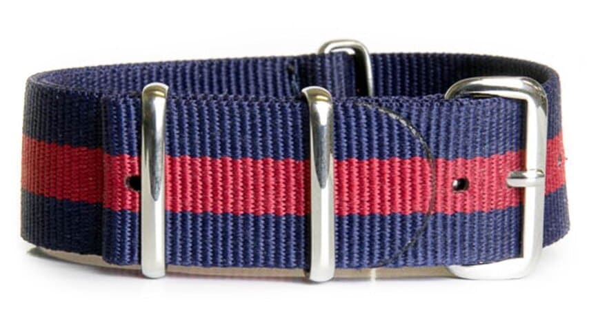 NATO nylon strap · 16mm / Blue/Red / Nylon / 280mm / Stainless Steel
