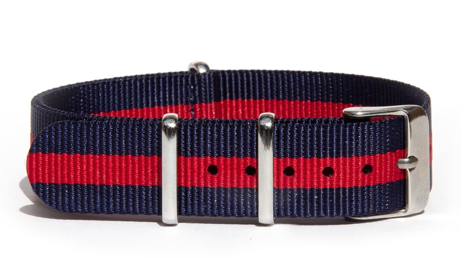 NATO nylon strap · 22mm / Blue/Red / Nylon / 280mm / Stainless Steel