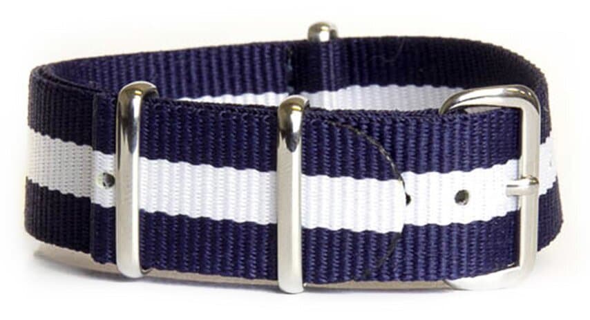 NATO nylon strap · 18mm / Blue White / Nylon / 280mm / Stainless Steel