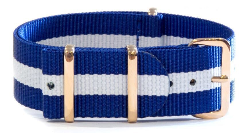 NATO nylon strap · 20mm / Blue White Buckles / Nylon / 280mm / Rose Gold