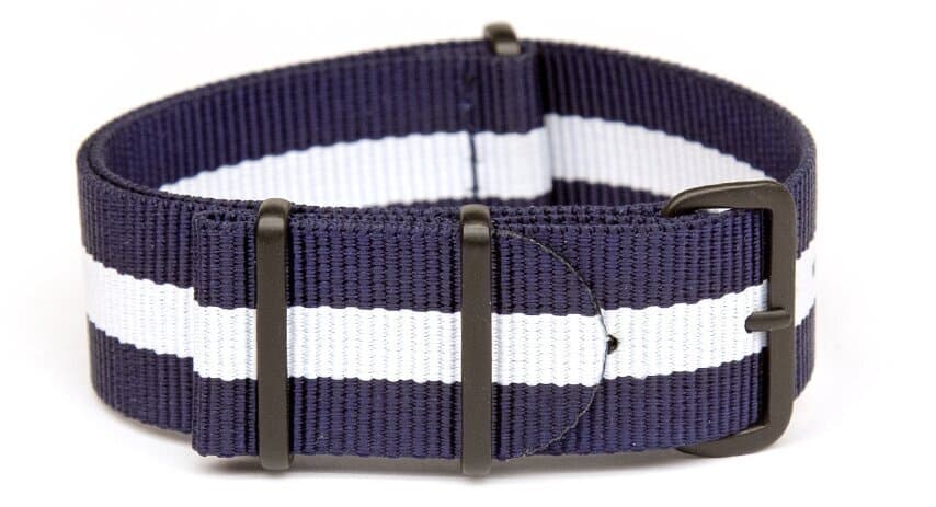 NATO nylon strap · 24mm / Blue White Buckles / Nylon / 280mm / Pvd Black