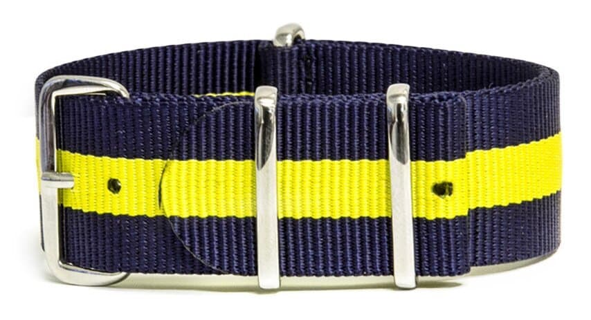 NATO nylon strap · 16mm / Blue/Yellow / Nylon / 280mm / Stainless Steel