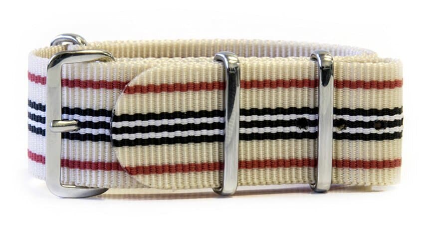 NATO nylon strap · 18mm / Beige/Navy/White/Red / Nylon / 280mm / Stainless Steel