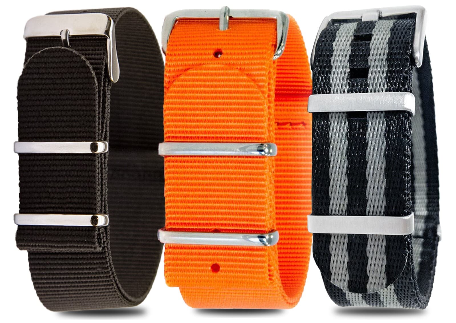 NATO Value Pack · 22mm / Vibrant Orange Black / Nylon / 280mm / Stainless Steel