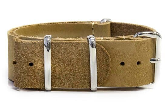NATO leather strap · 22mm / Tan / Leather / 280mm / Stainless Steel