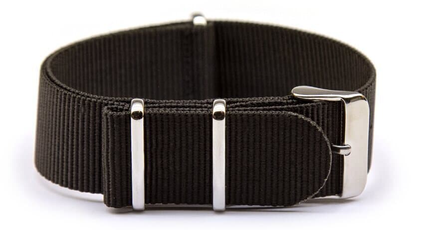 NATO nylon strap · 24mm / Black Extra Long / Nylon / 400mm / Stainless Steel